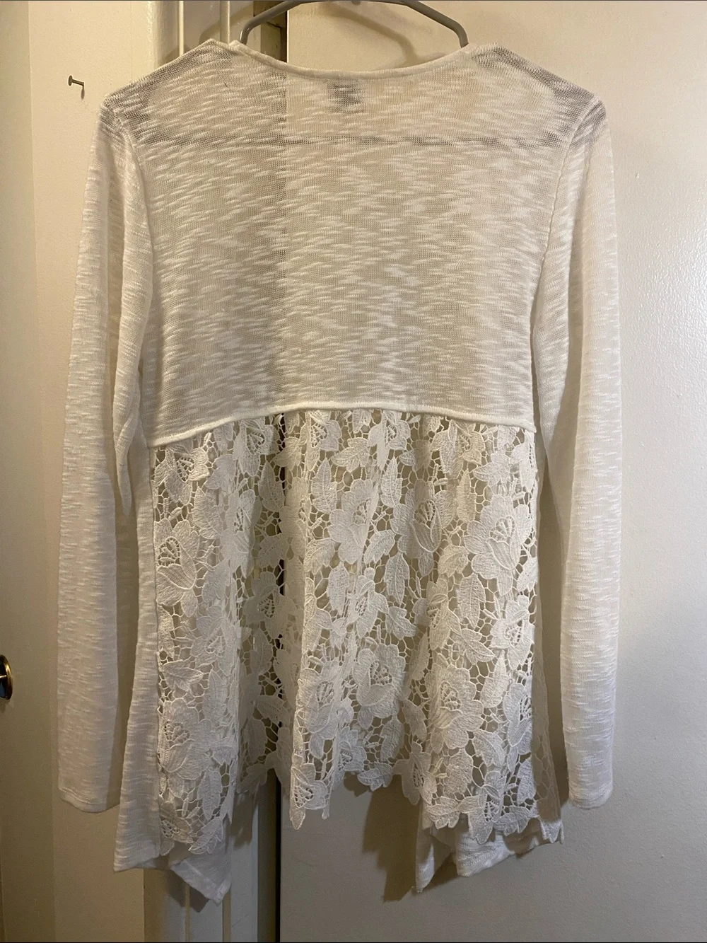 Cato Cream Open-Front Lace-Back Cardigan